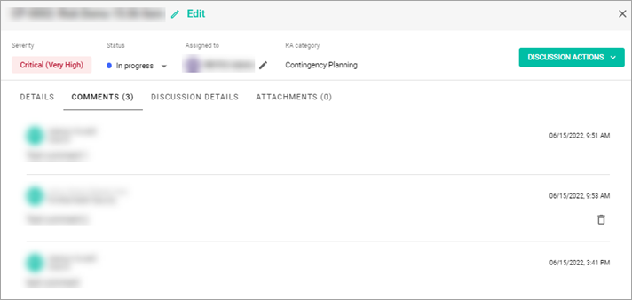 Comments tab